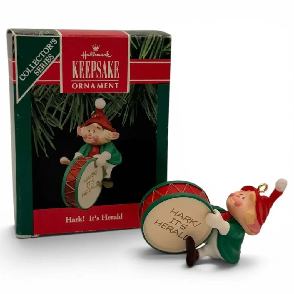 1990 Hallmark Keepsake Ornament Hark! It's Herald Elf Drummer